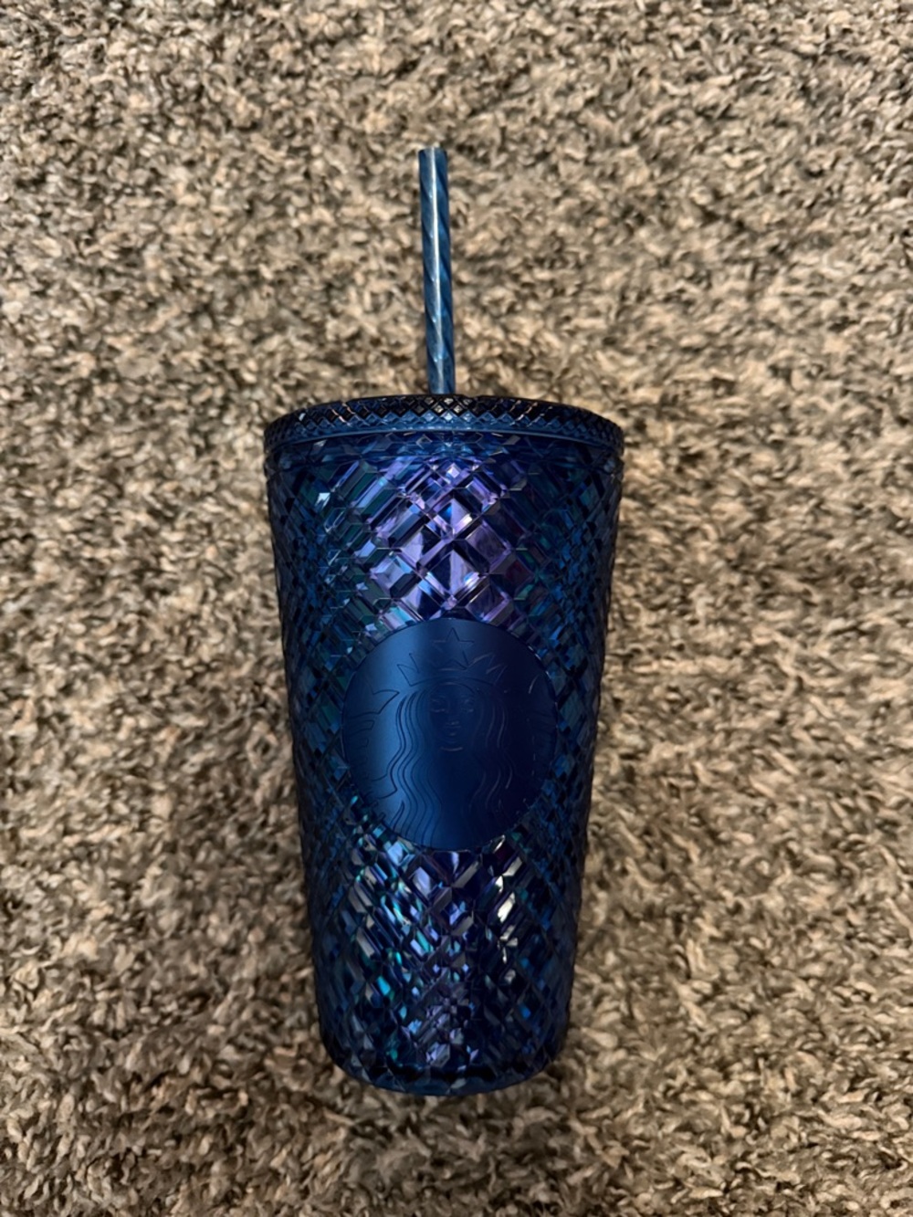 Starbucks Iridescent Deep Blue Tumbler with Straw 16 OZ